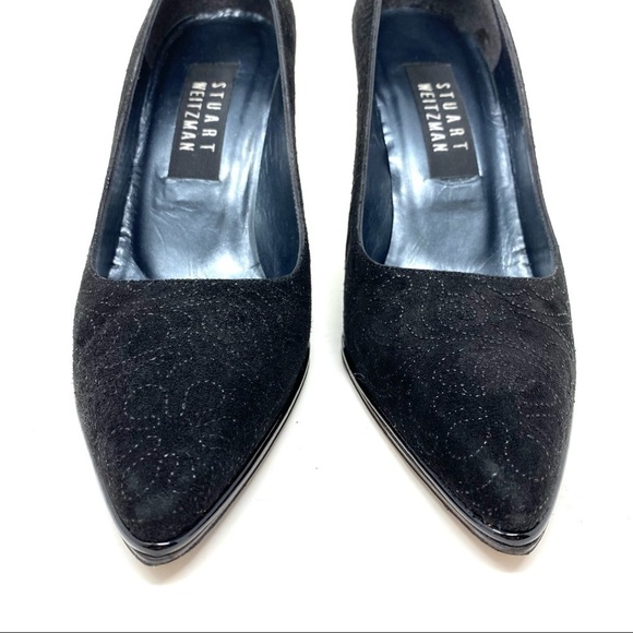 Stuart Weitzman black suede floral pumps - Picture 4 of 9